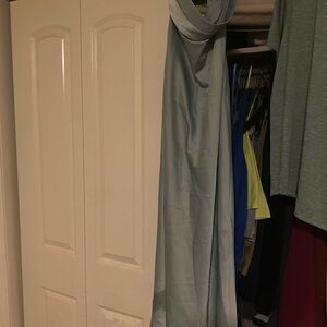 Elegant Light Blue Satin Curtain